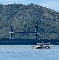 Dev yük gemisi Fethiye Körfezi'ne demirledi