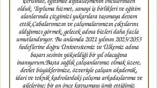 Çiçek,' başarı seslerinin yükseldiği bir yıl olsun'