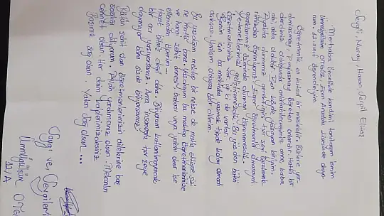 Eşen Anadolu Lisesi öğrencilerinden Şehit öğretmenlerin ailelerine mektup ve şiir