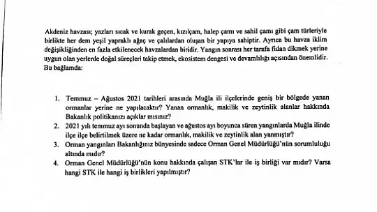 CHP'li Özcan'dan Tarım ve Orman Bakanına orman yangınları ile ilgili 41 soru