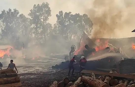 Marangoz atölyesinde yangın!
