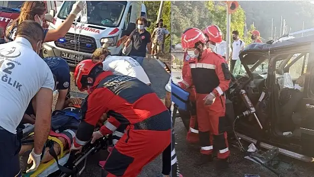 Araç ile iş makinesi çarpıştı: 3 yaralı