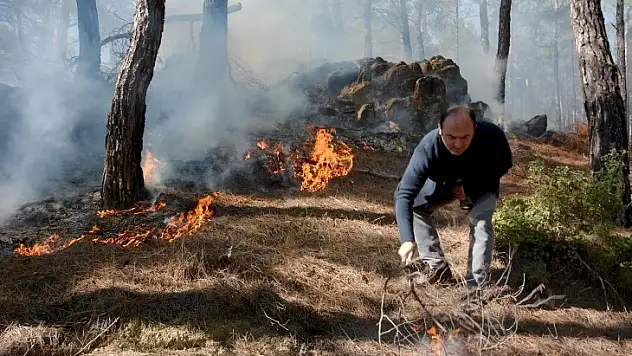 Seydikemer'de Kış Ortasında Orman Yangını