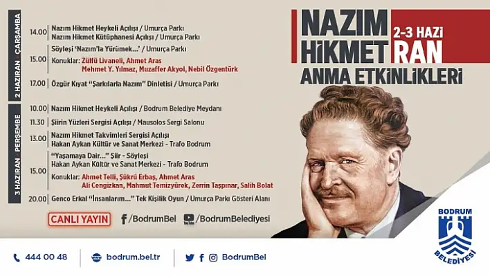 Bodrum Belediyesi'nden Nazım Hikmet anma etkinlikleri