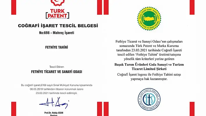 Fethiye Tahini coğrafi işaret logosuyla satışa sunulmaya başlandı