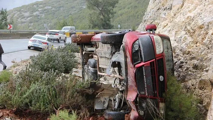 Kontrolden çıkarak takla atan otomobilin sürücüsü yaralandı