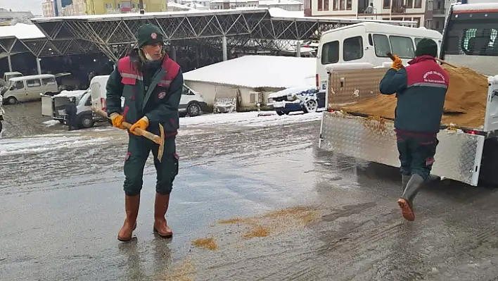 Menteşe'de kar mesaisi