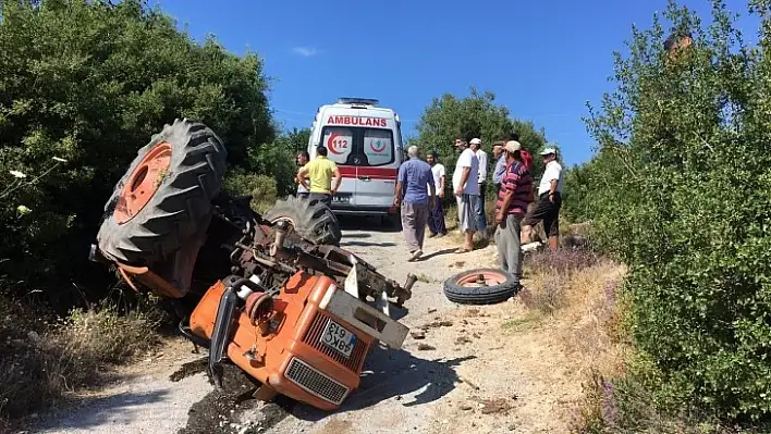 Milas'ta Traktör Devrildi 1 Yaralı