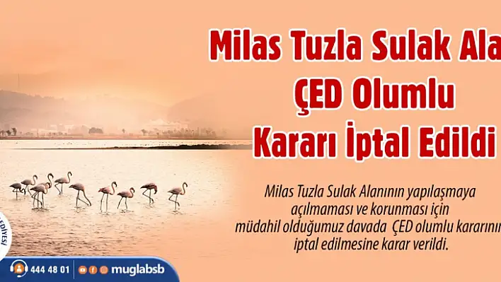 MİLAS TUZLA SULAK ALANI İÇİN ÇED OLUMLU KARARI İPTAL EDİLDİ