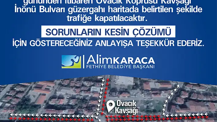 OVACIK KÖPRÜSÜ KAVŞAĞI'NDA ALTYAPI ÇALIŞMASI YAPILACAK