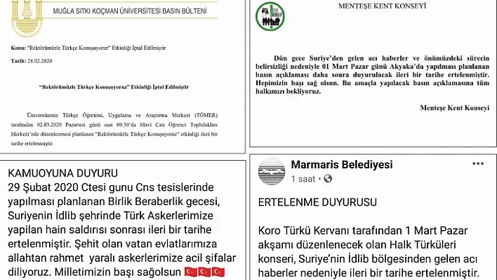 Şehit Haberlerinin Ardından Etkinlikler İptal Edildi