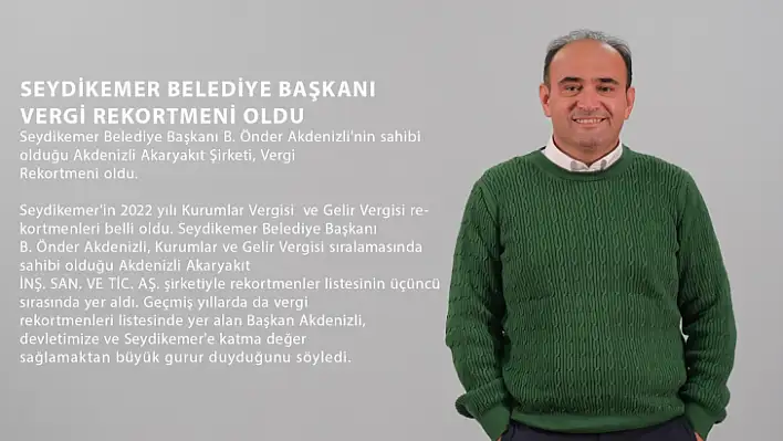 Seydikemer Belediye Başkanı Vergi Rekortmeni Oldu