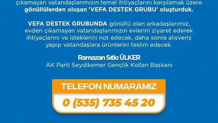 'Vefa Destek Grubu' vatandaşın hizmetinde