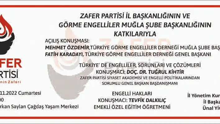 ZAFER PARTİSİ'NDEN ENGELLİ HAKLARI ÇALIŞTAYI