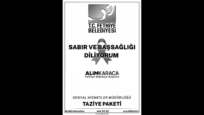 Fethiye Belediyesi'nde Taziye Paketi Uygulaması Başlıyor