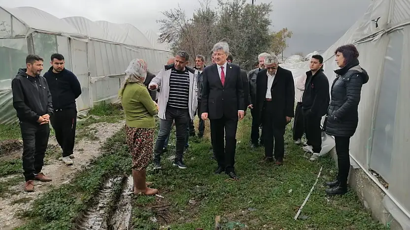 İYİ Partili Ergün'den Hasar Gören Seralara İnceleme