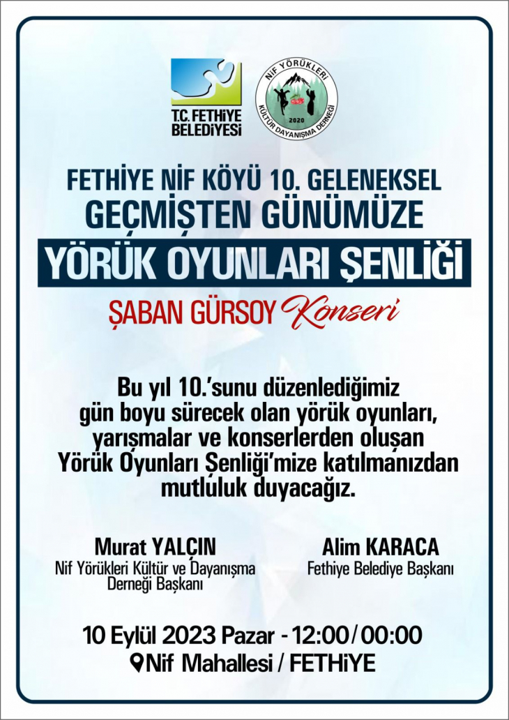 Yörük Oyunları Şenliği 10 Eylül'de