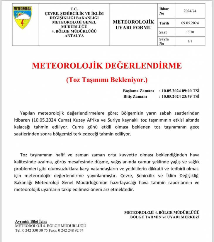 Fethiye dikkat!  Meteorolojiden Toz uyarısı